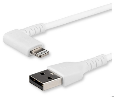 RUSBLTMM1MWR STARTECH Cable - White Angled Lightning to USB 1m